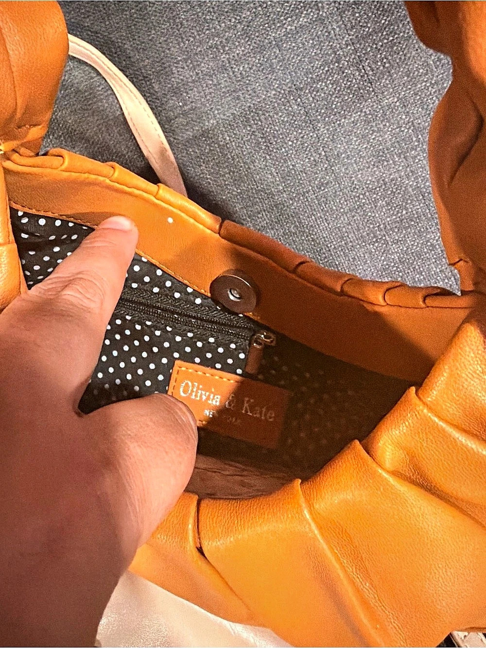 Olivia kate Orange Ruched Shoulder Bag - Picture 2 of 2
